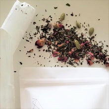 Load image into Gallery viewer, Wild Spirit Loose Tea Detail of Peppermint, Rose and Cardamom. Made in Mission B.C. Canada 
