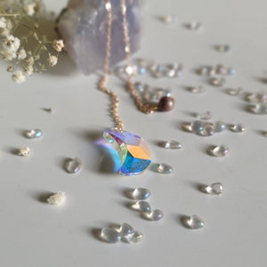 Wild Spirit Crescent Moon Crystal Pendulum / Rainbow Maker