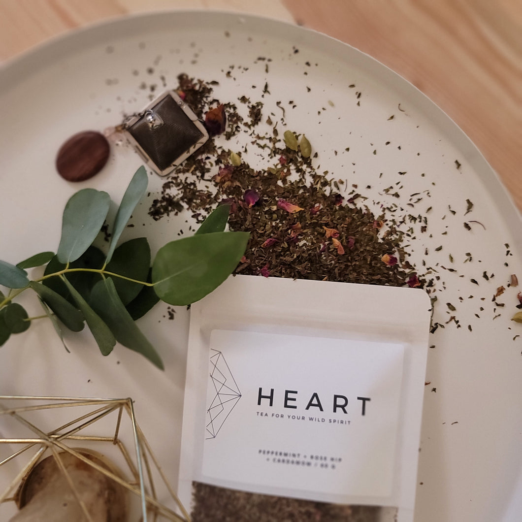 Wild Spirit Tea for your Wild Heart. Blend of Peppermint, Rose and Cardamom.